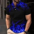 thumbnail image 7 of Afuyipoi Men's Casual Gradient Short Sleeve Lapel Button Up T-shirt,Blue 3XL, 7 of 7
