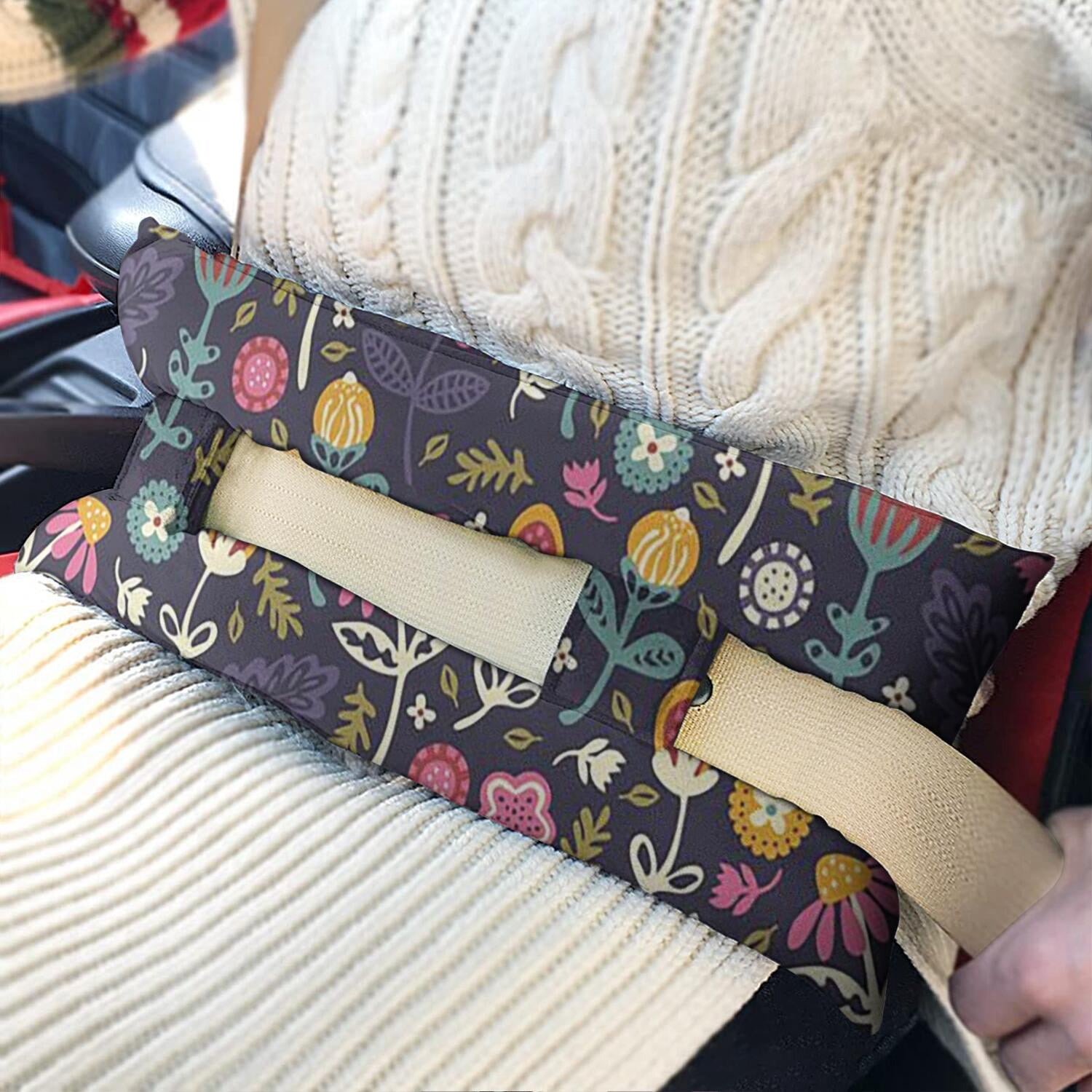 Vintage Botanical Print Mastectomy Pillow - Soft Floral Seatbelt Cushion for Recovery