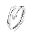 thumbnail image 1 of Anillo ajustable de abrazo de plata esterlina Yesteel, 1 of 7
