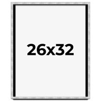 26x32 Frame Brushed Silver Solid Wood Picture Frame | 0.75 Inch Moulding Width | Rabbet Depth 0.75
