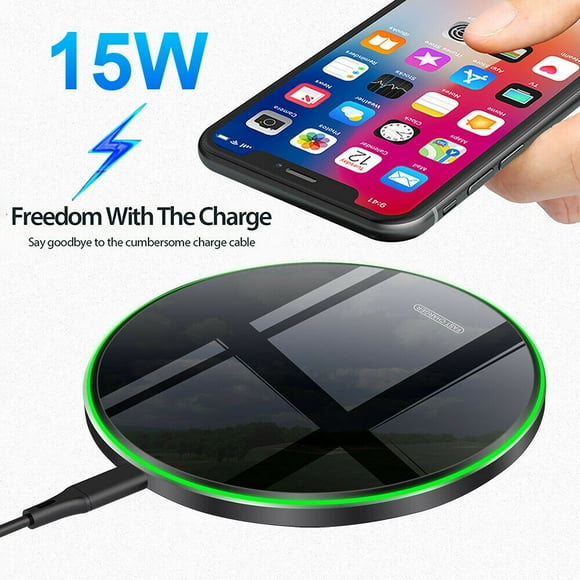 Wireless Charger Qi 15W Max Fast Wireless Charging Pad Compatible with Samsung S21/S20/fe/Ultra/Note20/Pixel 5/LG/Google/Nokia/Xiaomi, iPhone12/11, and More(15W) - Black