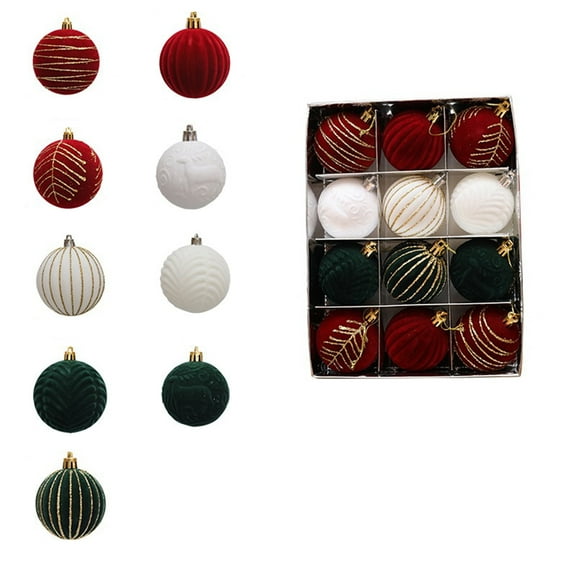 BOPORO Christmas Tree Ornaments Set 10 Pieces Hangings Cow Print Plush Ball