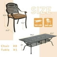 thumbnail image 2 of 9-Piece Patio Dining Set for 8, All Weather Cast Aluminum Outdoor Funiture Table and Chairs Set - 94.5” Rectangular Table and 8 Cushioned Dining Chairs, 2" Umbrella Hole, Khaki, 2 of 8