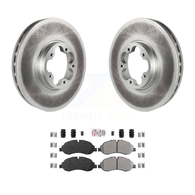 Transit Auto Front Coated Disc Brake Rotors and Semi-Metallic Pads Kit for Car 2015-2019 Ford Transit-250 Transit-150 Transit-350 with 5 Lug Wheels Without 4600 Lb Axle KGA-104716