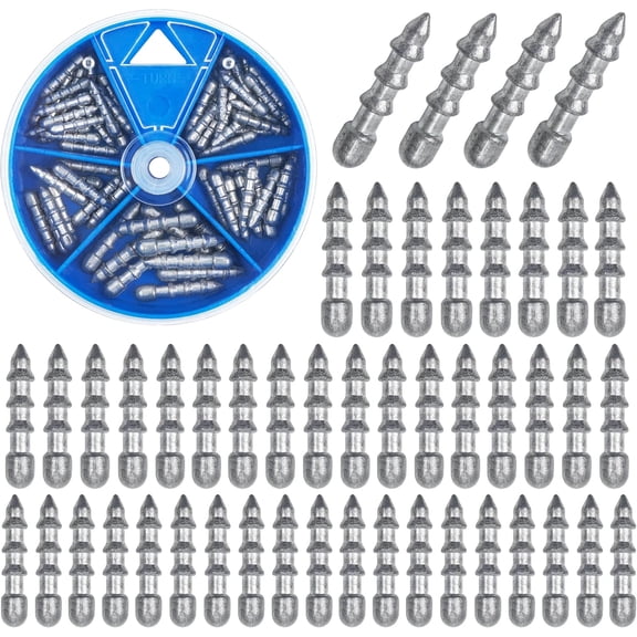 Fishing Nail Weights Kit, 70pcs Fishing Weights Insert Sinkers for Soft Worm Lures Nail Sinker Weight for Wacky Rig Neko Rig Bass Fishing 4 Sizes
