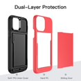 thumbnail image 5 of JETech Wallet Case for iPhone 12/12 Pro 6.1-Inch with Card Holder, Dual Layer Shockproof Protective Phone Cover, Sliding Hidden Slot (Red), 5 of 7