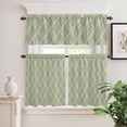 thumbnail image 2 of 3 Piece Kitchen Curtains and Valances Set Sage Green Stripes Cafe Curtains 36 Inch Length Simple Geometric Modern Monochrome Valance & Tier Curtain for Living Room Bedroom Window 54"x18"+27"x36"*2, 2 of 6