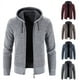 thumbnail image 5 of Chaqueta tipo cárdigan con cremallera y forro polar con capucha para otoño e invierno para hombre, 5 of 5