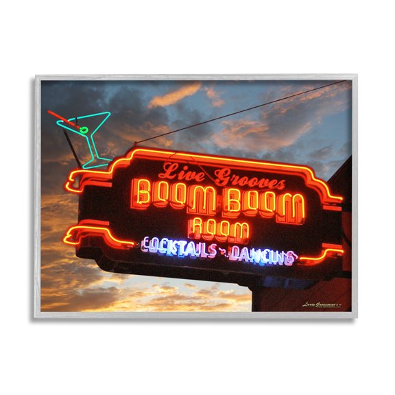 Stupell Industries Boom Room Cocktail Bar Food & Beverage Photography Gray Framed Art Print Wall Art, 20 x 16