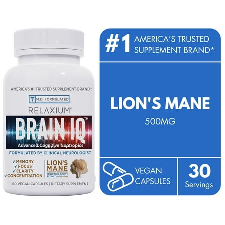 BrainIQ Nootropic Brain Supplements for Memory and Focus | Memory Supplement for Brain Health | Cognitive Supplement & Memory Pill with Lion s Mane  L-threonine & Coffee Extract | Vegan  60 Capsules