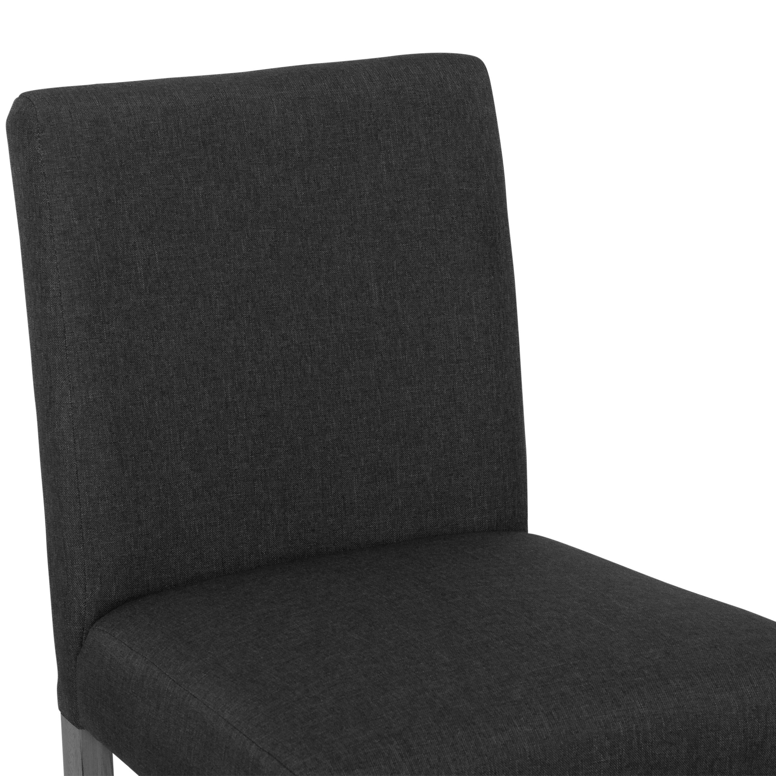 CorLiving Laura Fabric Upholstered Indoor Counter Height Barstool with Wood Legs and Metal Foot Rest, Dark Grey (Sold Individually)