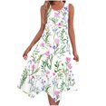 thumbnail image 2 of Viikei Flowy Short Sleeve Maxi Dress,Womens Dresses Sleeveless Round Neck Drawstring Casual Ruffle A-Line Mini Dress Green S, 2 of 8