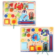 Moyic 2Pcs Busy Board Montessori Toys for Toddler, Wooden Sensory Toy Preschool Learning and Educational Toys for 3+