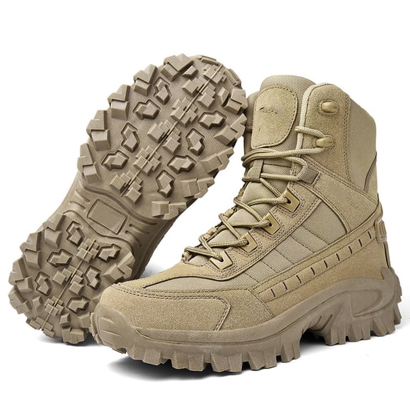 Tactical-Style Combat Boots for Men, Waterproof Anti-Slip Outdoor Hiking & Work Shoes, Rugged Durable Footwear for Adventure