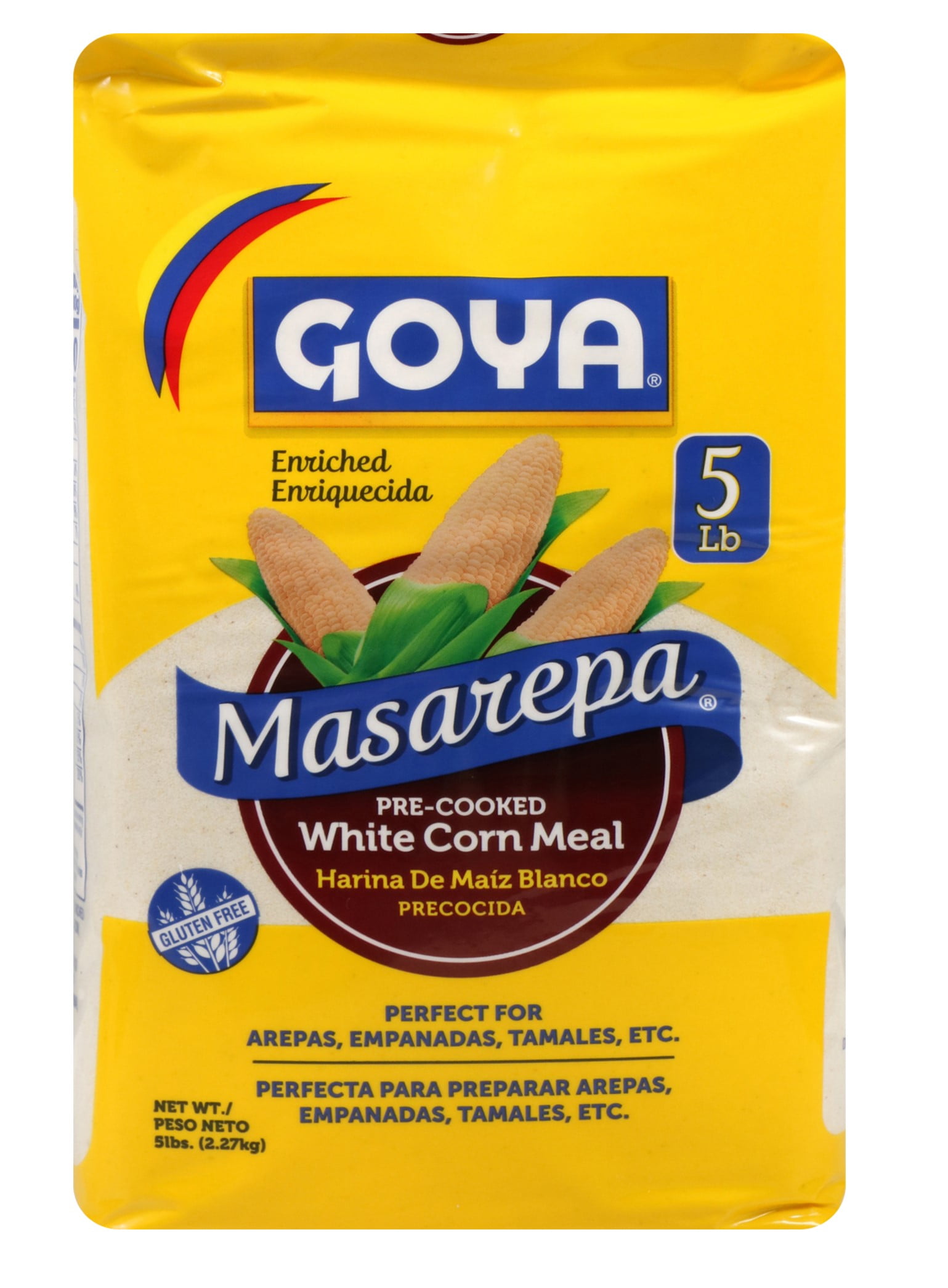 (2 pack) GOYA® Masarepa® – Pre-Cooked White Corn Meal, 5 lb Pouch