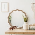 thumbnail image 5 of Wall Mirrors 23.62 inches Wood Round Wavy Wall Mirror Round Wall Mirror Scalloped Mirror -Large Decorative Wood Framed Hanging Circle Mirror Modern Farmhouse Decor for Bathroom,Living Room, Nursery D, 5 of 11