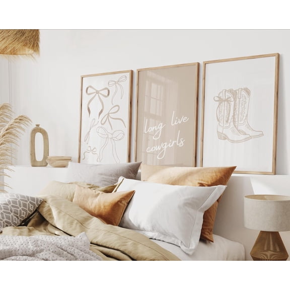 Long Live Cowgirls Prints Girly Western Wall Art Neutral Nursery Decor Set 3 Unframed Paper Print 8x12