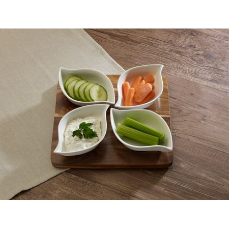 Wood Cheese Set - 5 Piece Acacia Wood Cheese Board Set with Serving Bowls