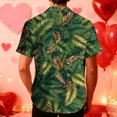 thumbnail image 6 of Dolkfu Floral Shirt for Men Short Sleeve Stretch Green Button up Shirt Tropical Vacation Boho Men's T-Shirts,L, 6 of 9