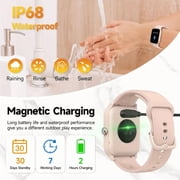 SOUYIE 2026 Women Men Smart Watches , 1.8 Touch Screen Smartwatch for Android Iphone, Fitness Trackers with Bluetooth Call/text,100+ Sports Modes,IP68 Waterproof,Pink