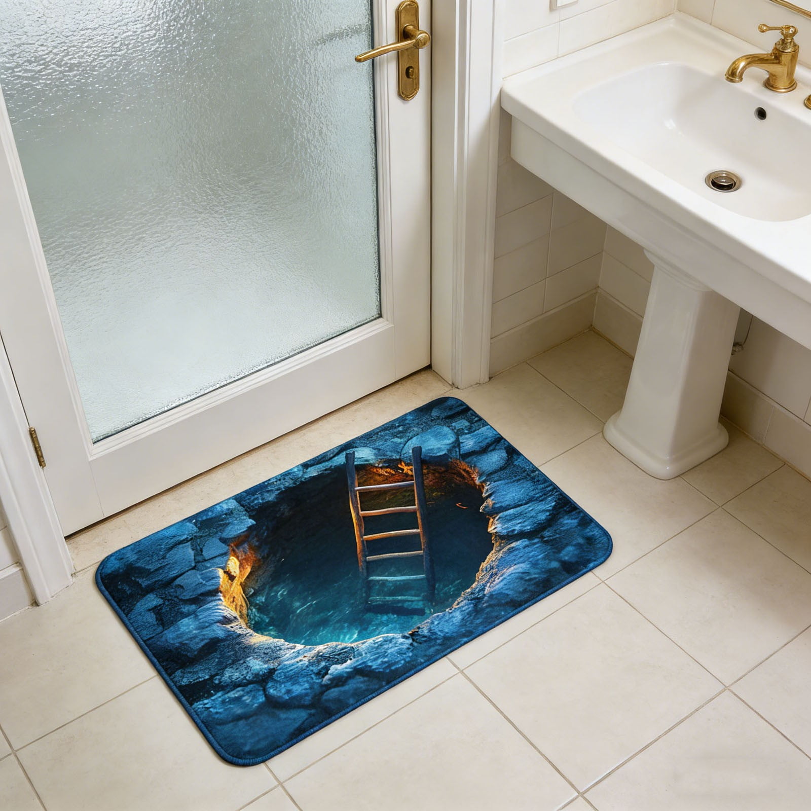 3D Optical Illusion Rug – Fun Non-Slip Mat for Bathroom & Front Door (16"×24") by PALIFEUR