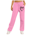 thumbnail image 2 of Endives Women's Sweatpants Heart Printed Fleece Lined Casual Sports Loose Plush Pants Straight Leg Pants, 2 of 4
