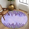 thumbnail image 2 of Large Round Rug 8Ft Washable Non-Slip, Purple Lavender Circle Area Rugs for Living Room Bedroom, Spring Watercolor Wild Flowers Plant Indoor Floor Mats Carpet Runner for Home Decor, 2 of 8