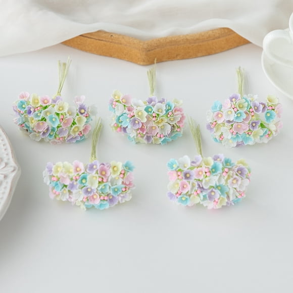 suxuMhao Artificial Flower, 5 Bunches Blue & Pink Fake Gypsophila, 4.3in Simulated Little Plum Blossom & Chrysanthemum, Gypsophila Artificial Flowers for Home Decor, Plastic Stem Faux Gypsophila