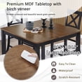 thumbnail image 5 of HSUNNS 5-Piece Counter Height Dining Table Set for 4, 34.5" Square Kitchen Table with 4 Upholstered X-Shaped Backrest Chair, Space-Saving Table and Chairs, Black & Oak, 5 of 9