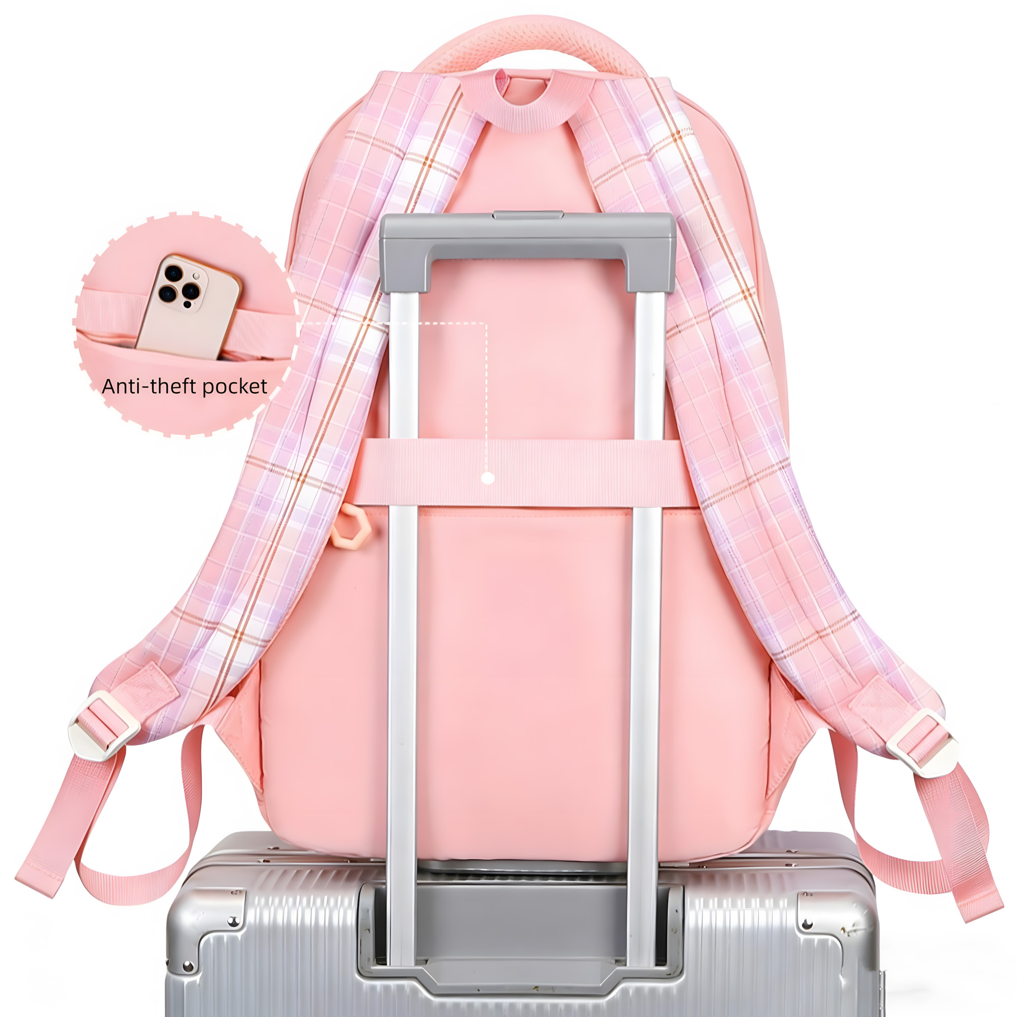 Set de Mochila Escolar de Soda Candy para Niñas, Moño Lindo, Impermeable, con Lonchera y Estuche, para Primaria y Secundaria, Negro, 3 piezas 5