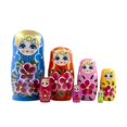 thumbnail image 3 of Adorables Niñas Rusas Anidando Muñecas Matryoshka Apindo Piezas Hechas a Mano azul CUTICAT Muñeca rusa de anidación, 3 of 8