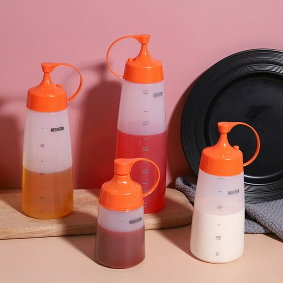Dream Lifestyle Condiment Squeeze Bottles, Leakproof Plastic Squeeze Squirt Bottle with Scale and Cap, for Ketchup Sauces Syrup Condiments Salad Dressings Arts and Crafts, BPA Free & Food-grade