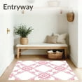 thumbnail image 3 of ODIKA 5'x7' Machine Washable Non-Slip Area Rug, Chic Plaid Snow Crystal Motif with Sweet Holiday Accents High Traffic Rug, Pink, 639179, 3 of 7