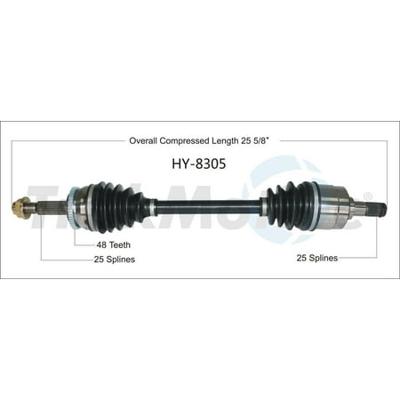 CV Axle Shaft Fits select: 2012-2017 HYUNDAI ACCENT