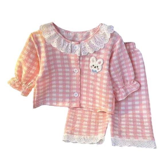 Tigivemen Plaid Long Sleeve Set Baby Girl Clothes Fall Outfit for Toddlers Soft Comfy Button Down Shirts with Elastic Waist Pants Pink Size 12-18 Months