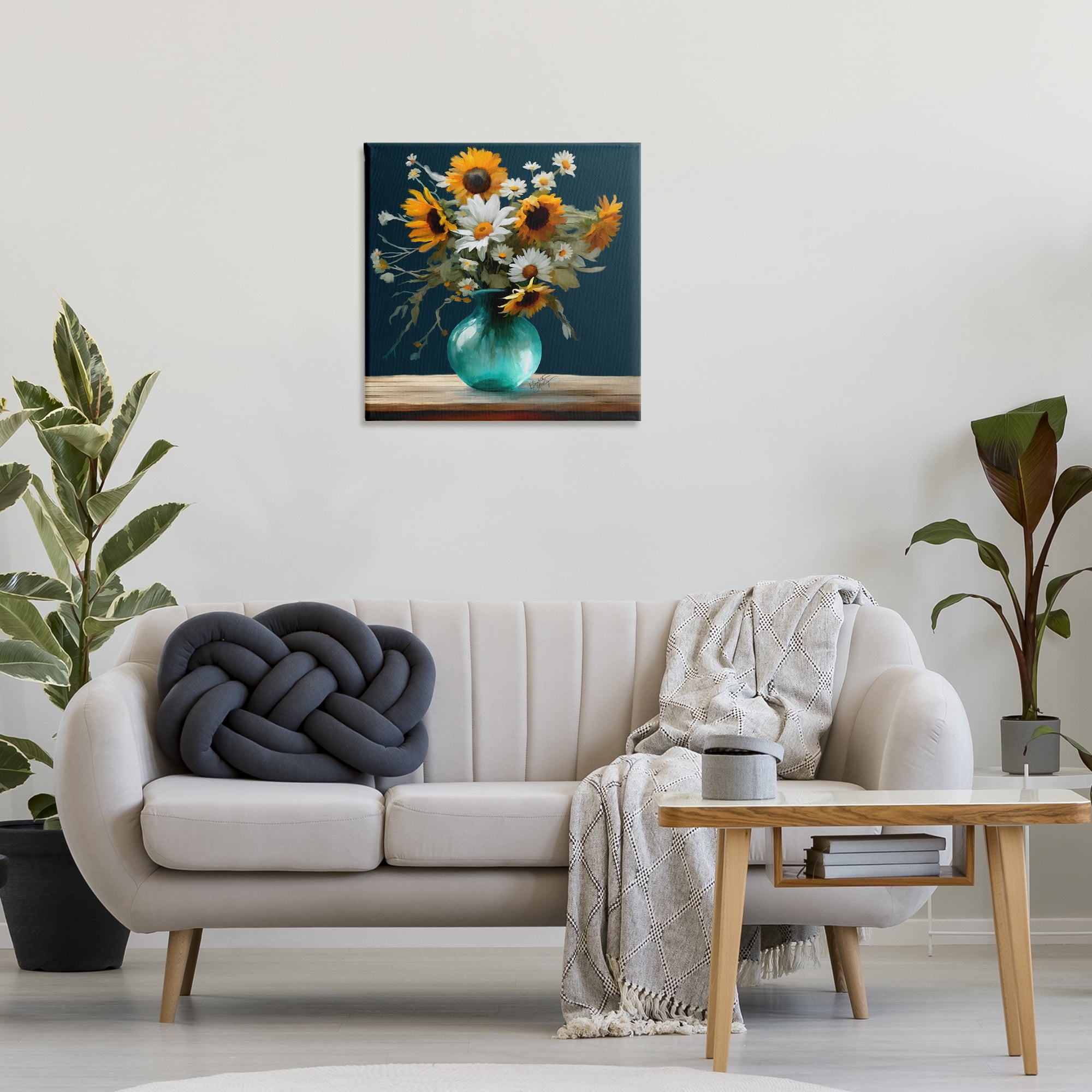 Stupell Industries Summer Sunflower Bouquet Botanical & Floral Painting Gallery Wrapped Canvas Art Print Wall Art, 24 x 24