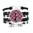 thumbnail image 1 of Checkerboard King Black Word Chess Bracelet Love Accessory Twisted Leather Knitting Rope Wristband, 1 of 3