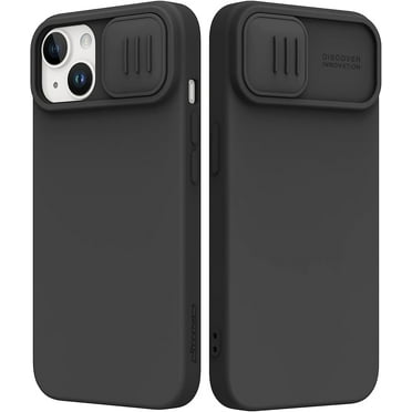 Designed for iPhone 14 Plus Case with Camera Cover, Silicone Ultra Slim Shockproof Protective Phone Case, [Microfiber Lining, Slide Camera Protection] 6.7 inch, Black