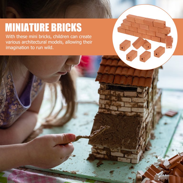 Dollhouse Bricks 250-Piece Mini Brick Building Set - 1:16 Scale Grey ...