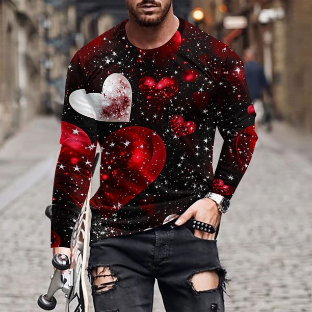 Blusas y camisas de manga larga y cuello redondo para hombre, camisetas casuales con estampado de moda y cuello redondo, blusas de licra de manga corta para hombre.