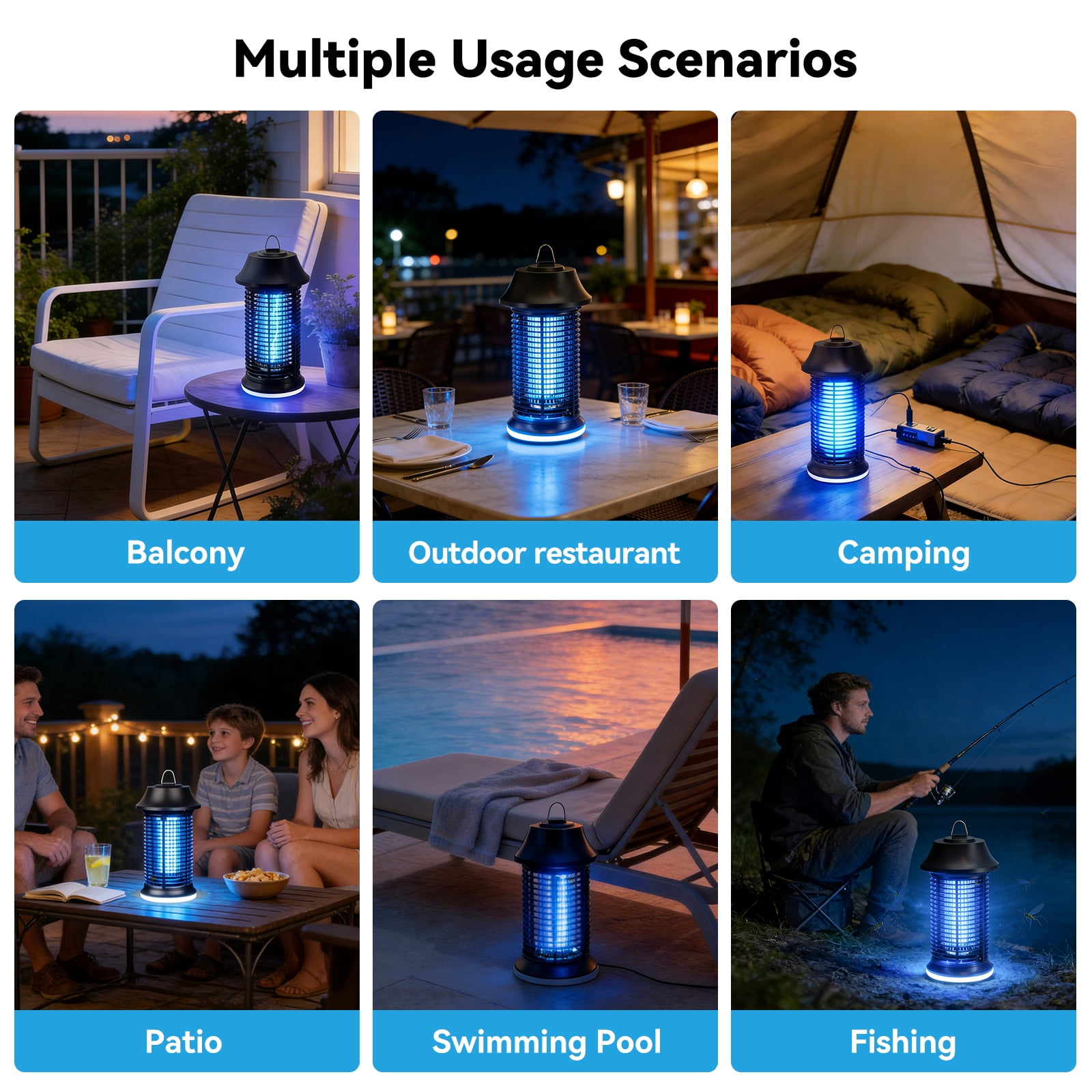 AzulHome 20W Bug Zapper Outdoor with LED Light, 1500V High-Voltage UVA Mosquito Killer Lantern, 860 Sq.Ft Coverage for Patio, Yard, and Garden