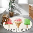 thumbnail image 5 of Summer Ice Cream Round Rug 3ft Washable Circle Entryway Rugs Non Slip Beige Dessert Watermelon Area Rug Indoor Floor Carpet for Bedroom Kitchen Living Room Home Office Dining Room Nursery, 5 of 8