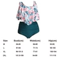 thumbnail image 3 of Traje de baño para mujer, bikini de cintura alta con volantes, traje de baño con cintura alta, traje de baño estampado con volantes, verde XL, 3 of 5