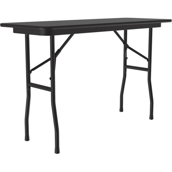 UrbanPro 18"W x 48"D Metal & Wood Folding Table in Black Granite