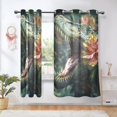 thumbnail image 3 of Dinosaur with Flowers Semi Sheer Curtains 2 Panels Faux Linen Voile Sheer Drapes for Office Living Room 63x42in, 3 of 7