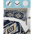 thumbnail image 4 of Quilts Queen Size, Navy Blue Brown Boho Soft Comforter Bedding Set for Bed, Vintage Geometric Southwestern Lightweight Quilted Bedspread with Pillow Cover(2 Pieces) for All Season, 90x96 Inch, 4 of 6