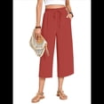 thumbnail image 1 of Pantalones Cortos para Mujer, Informales, con Cordón y Bolsillos, Holgados, de Cintura Alta y Pierna . Naranja Rojo XXL, 1 of 6