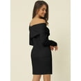 thumbnail image 4 of Unique Bargains Women's 2023 Elegant Long Sleeve Off Shoulder Bodycon Mini Dress M Black, 4 of 6