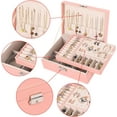 thumbnail image 4 of Wattne Jewelry Box for Women: PU Leather with Lock 2 Layer Portable Jewelry Organizer and Box Storage Case Necklaces Bracelets Rings Earring Holder Pink, 4 of 7