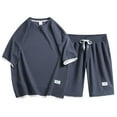 thumbnail image 1 of NTACZA Mens Shorts Set 2 Piece Short Sleeve Athletic Waffle Tracksuits Crew Neck Plus Size Sweatsuits for Men M, 1 of 2